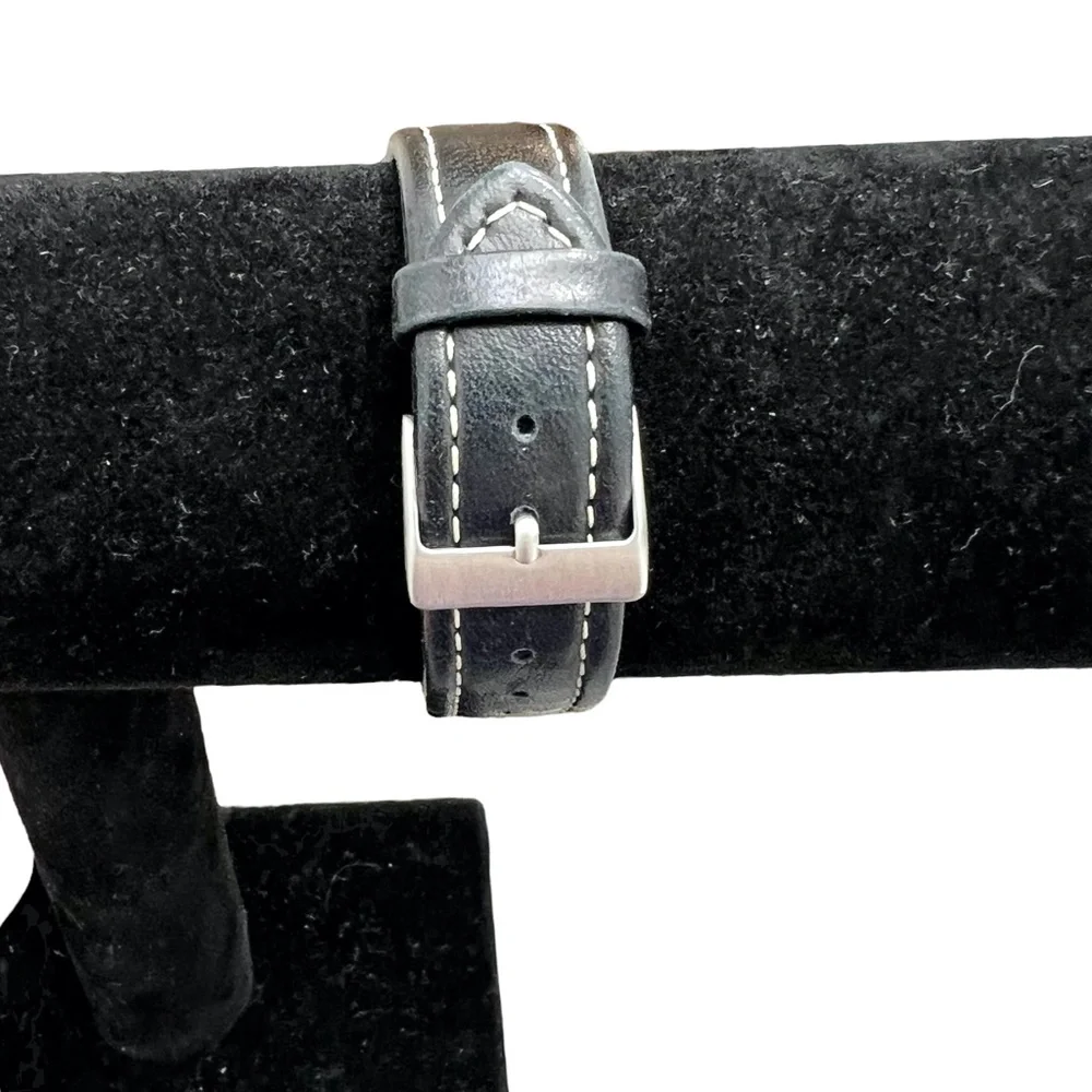 GUESS BLACK TANK WATCH w RECTANGLE FACE & PAVE CRYSTAL BEZEL & LEATHER STRAP